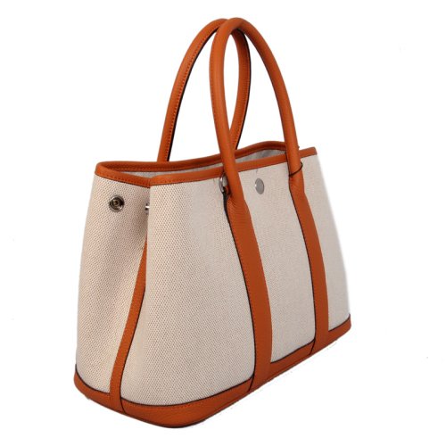 Hermes canvas garden party 30 bag G30 orange&white