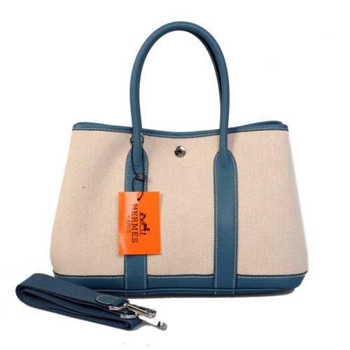 Hermes canvas garden party 30 bag G30 white&blue