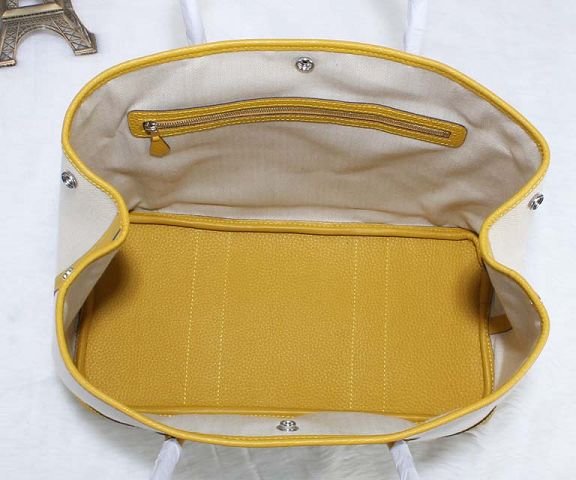 Hermes canvas garden party 30 bag G30 white&lemon yellow