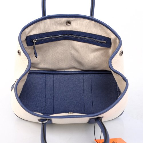 Hermes canvas garden party 30 bag G30 white&navy blue