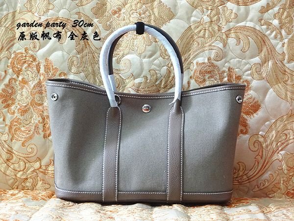 Hermes canvas large garden party 36 bag G36 grey