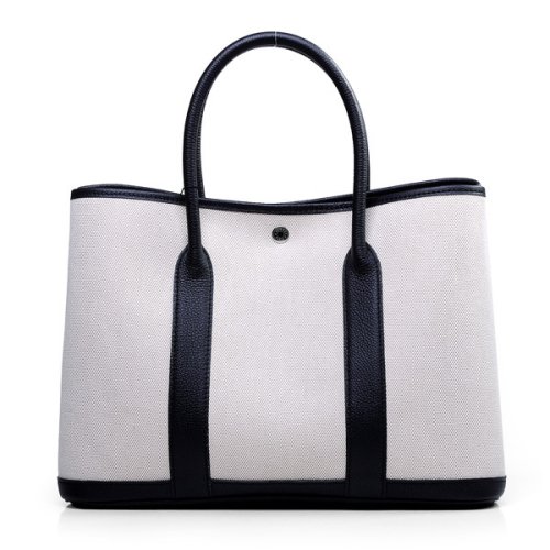 Hermes canvas large garden party 36 bag G36 white&black