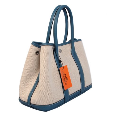 Hermes canvas large garden party 36 bag G36 white&blue