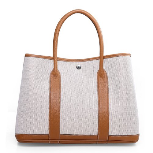 Hermes canvas large garden party 36 bag G36 white&coffee