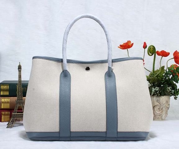 Hermes canvas large garden party 36 bag G36 white&light blue