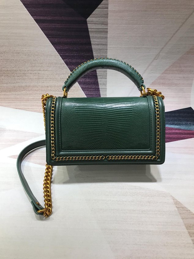 CC original lizard leather boy handbag A94804 green