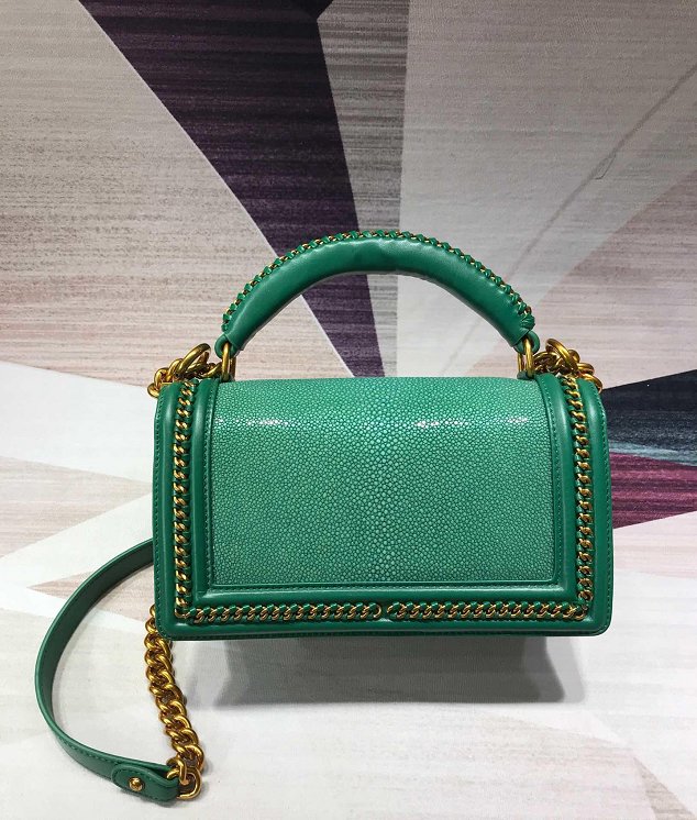 CC original stingray skin boy handbag A94804 green