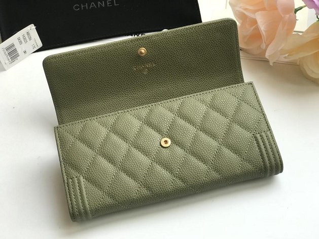 CC grained calfskin boy long flap wallet A80286 olive