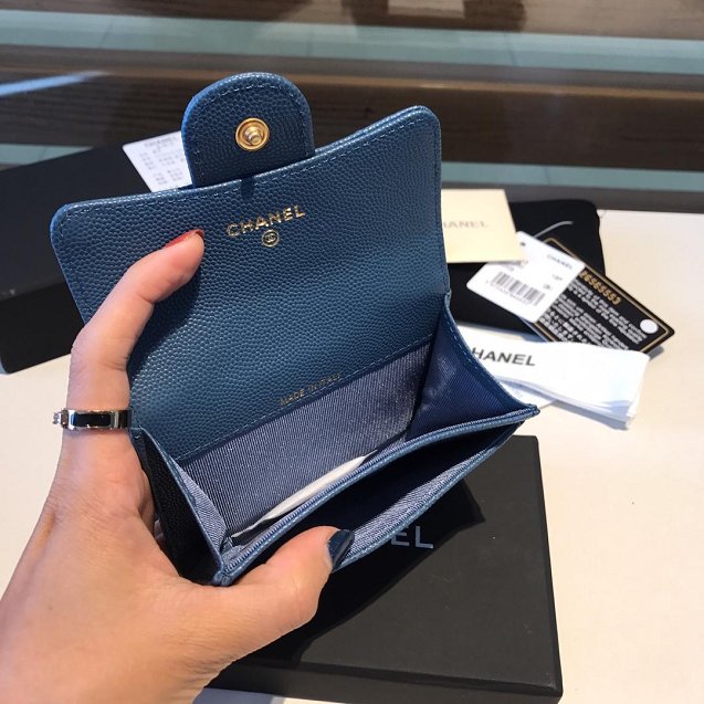 CC grained calfskin classic card holder AP0214 dark blue