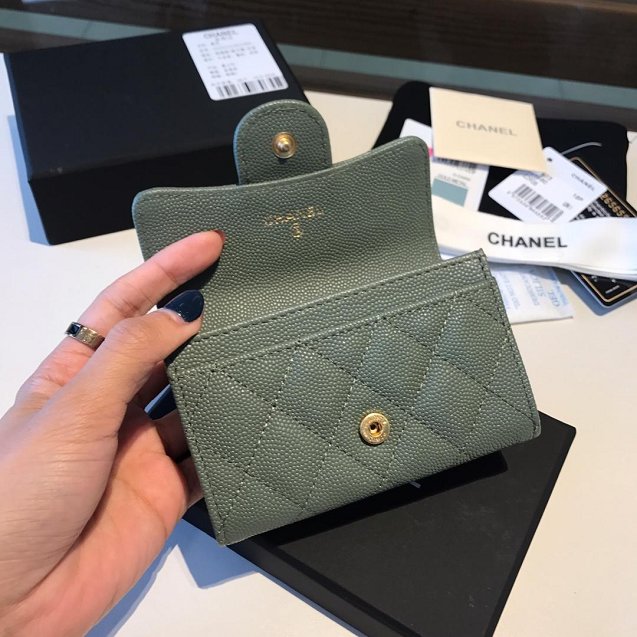 CC grained calfskin classic card holder AP0214 olive