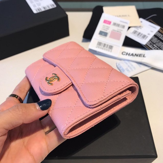 CC grained calfskin classic card holder AP0214 pink