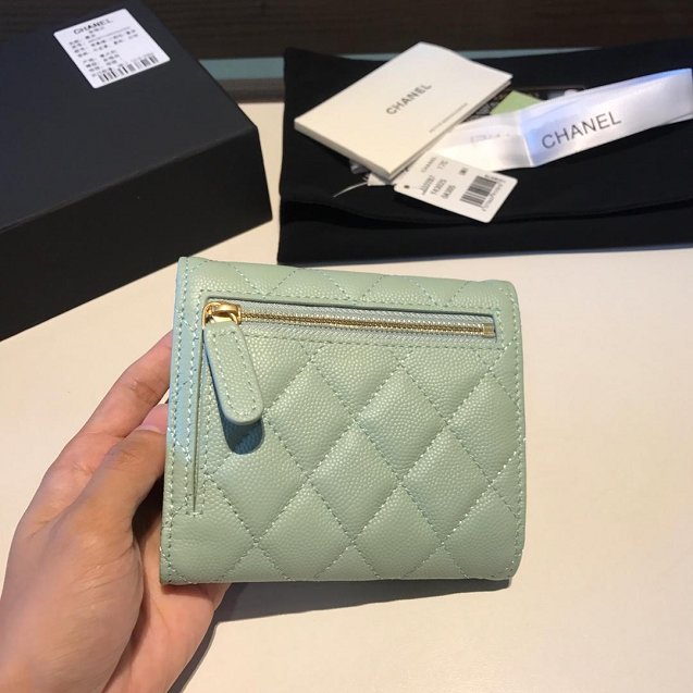 CC grained calfskin classic flap wallet AP0231 light green