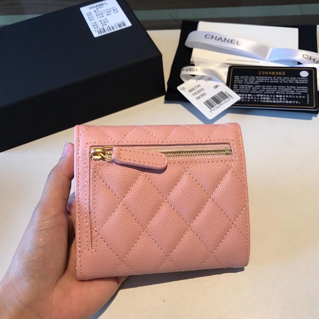 CC grained calfskin classic flap wallet AP0231 pink 