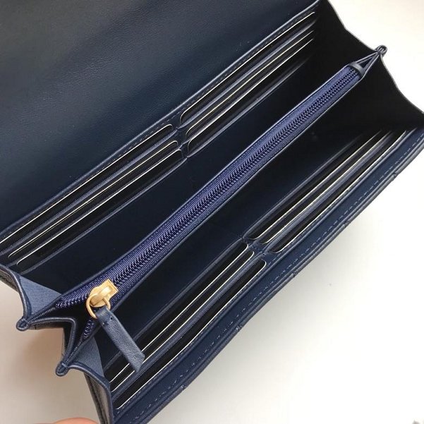 CC lambskin boy long flap wallet A80286 navy blue