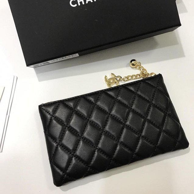 CC lambskin long coin purse A50169 black