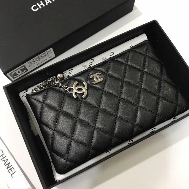 CC lambskin long coin purse A50169 black