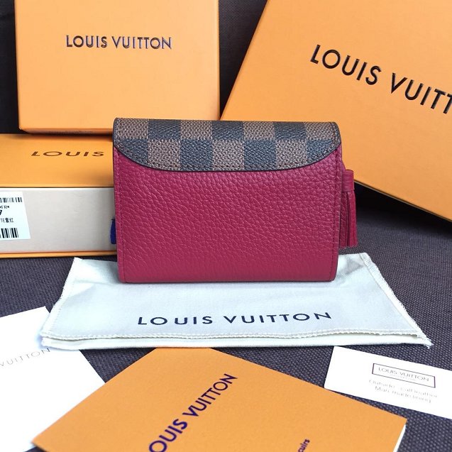 Louis vuitton damier ebene croisette wallet N60208 burgundy