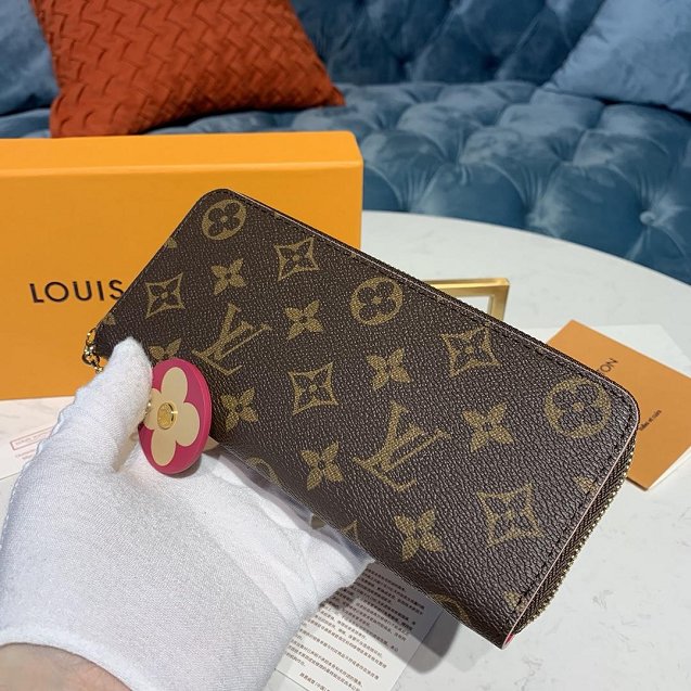 Louis vuitton monogram clemence wallet M68314 rose red