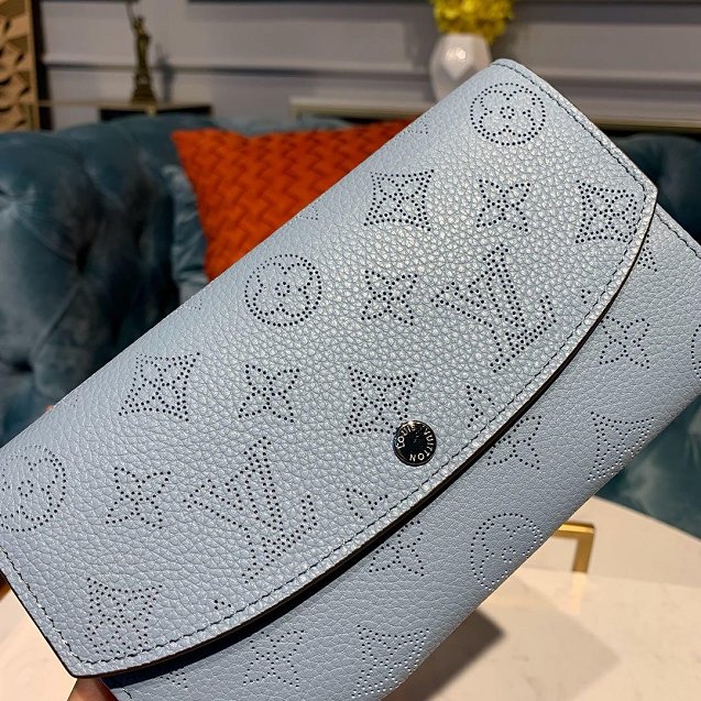 Louis vuitton original mahina leather iris wallet M60177 light blue