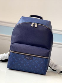 Louis vuitton original taiga leather discovery backpack M30229 blue