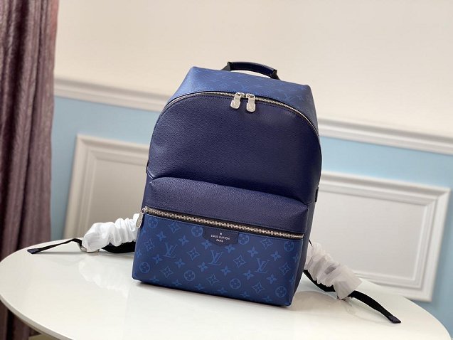 Louis vuitton original taiga leather discovery backpack M30229 blue