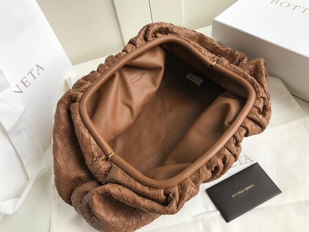 2019 BV original intrecciato lambskin large pouch 576175 caramel