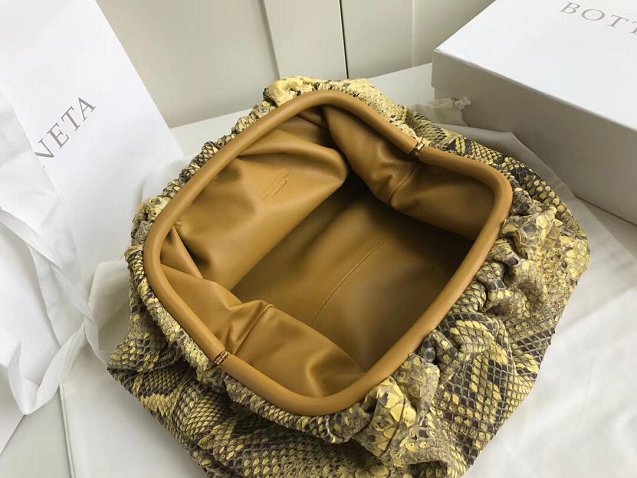 2019 BV original python leather large pouch 576227 yellow