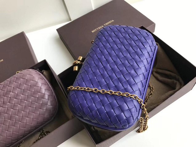 BV original lambskin chain knot clutch 498478 purple