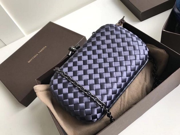 BV original silk chain knot clutch 498478 dark grey