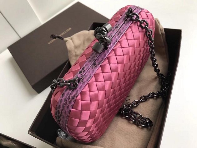 BV original silk chain knot clutch 498478 pink