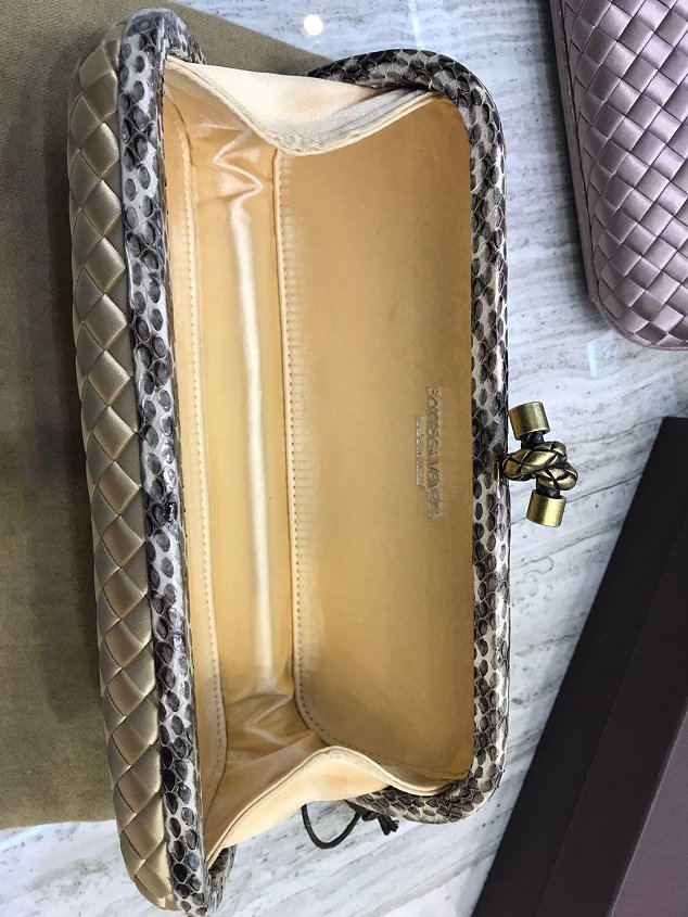 BV original silk large stretch knot clutch 202031 light gold 