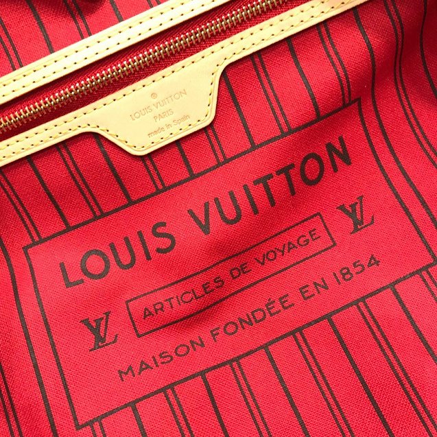 Louis vuitton original handmade monogram canvas neverfull mm m41177 red