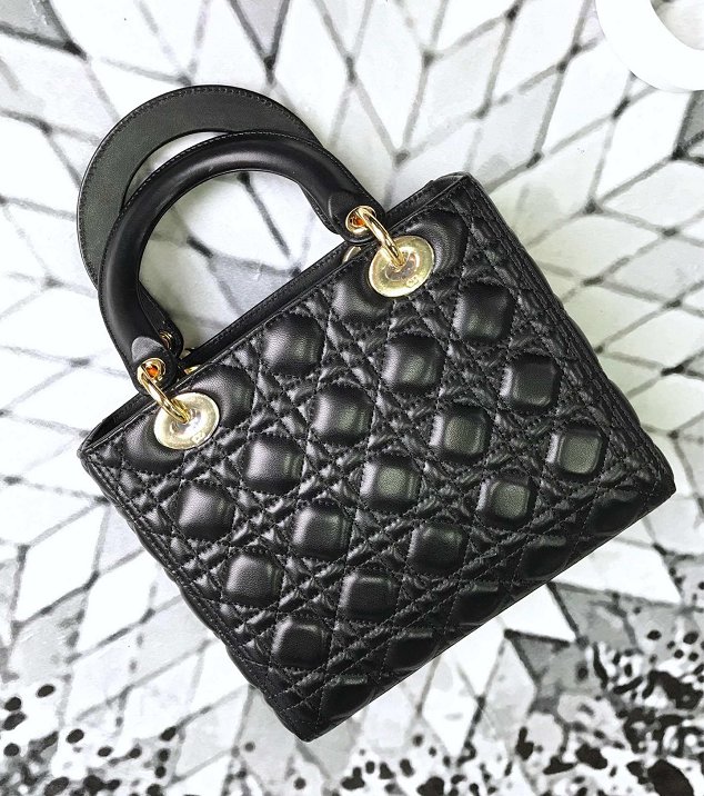 Dior original lambskin lady dior bag 44551 black