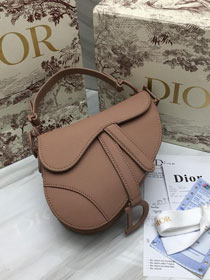 2019 Dior original calfskin mini ultra-matte saddle bag M0447 nude