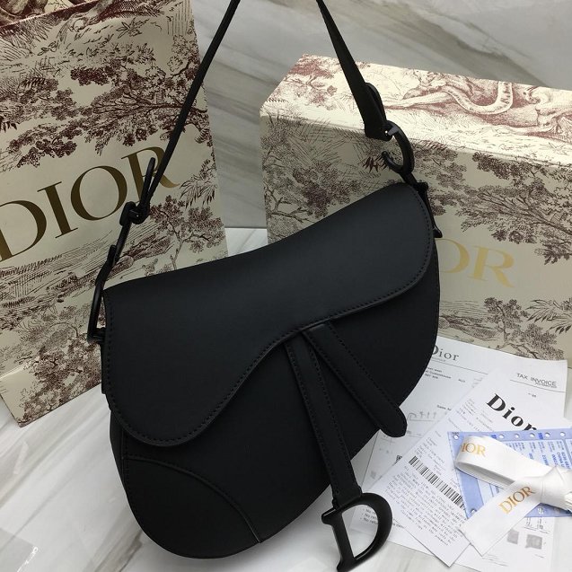 2019 Dior original calfskin ultra-matte saddle bag M0446 black