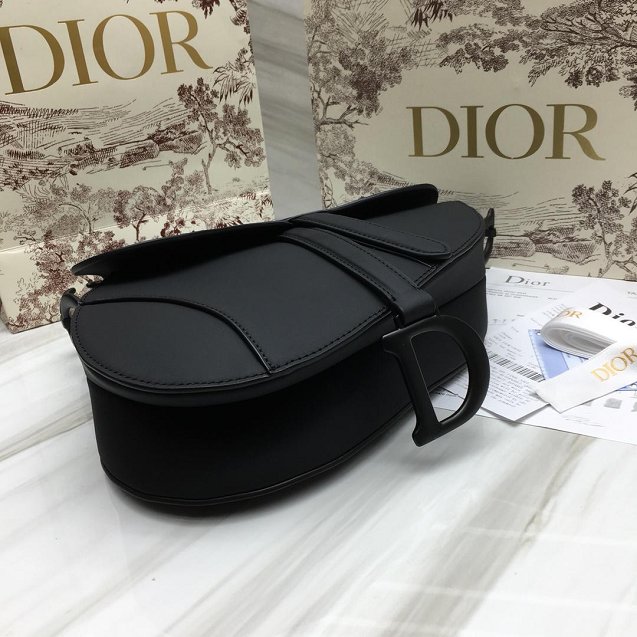 2019 Dior original calfskin ultra-matte saddle bag M0446 black