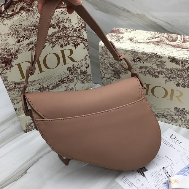 2019 Dior original calfskin ultra-matte saddle bag M0446 nude