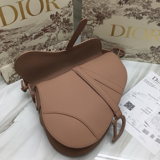 2019 Dior original calfskin ultra-matte saddle bag M0446 nude