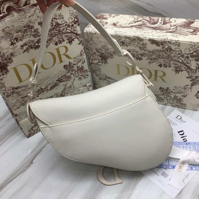 2019 Dior original calfskin ultra-matte saddle bag M0446 white