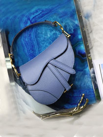 2019 Dior original grained calfskin mini saddle bag M0447 blue