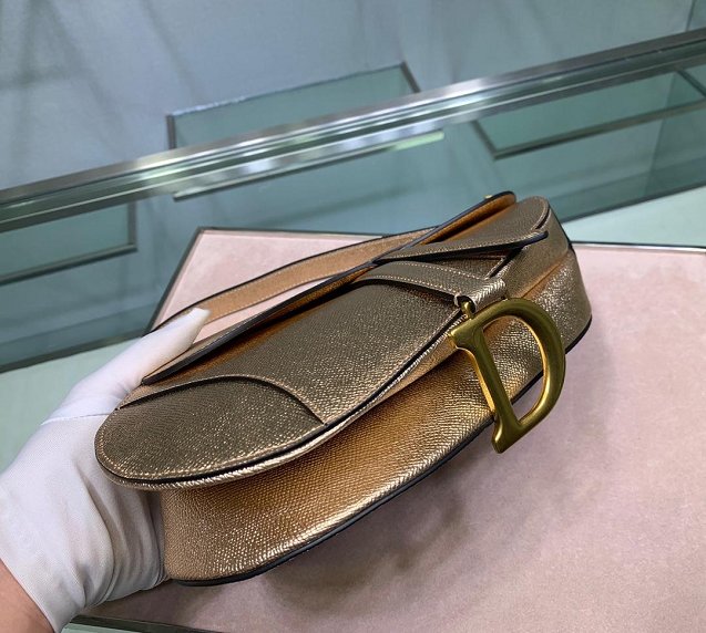 2019 Dior original grained calfskin saddle bag M0446 gold