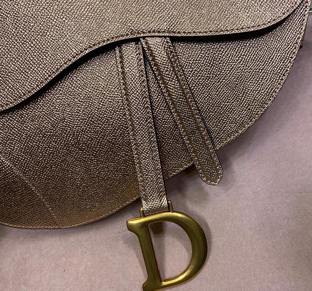 2019 Dior original grained calfskin saddle bag M0446 gold