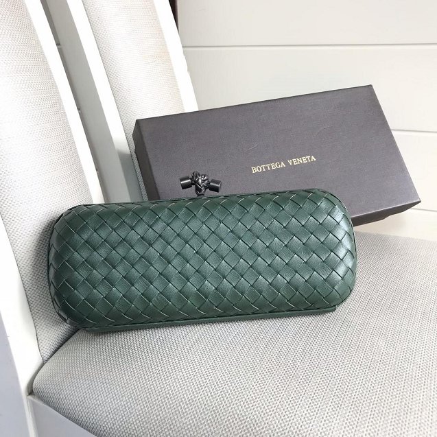 BV original lambskin large stretch knot clutch 202031 blackish green