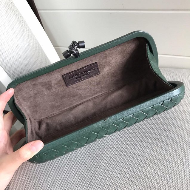 BV original lambskin large stretch knot clutch 202031 blackish green