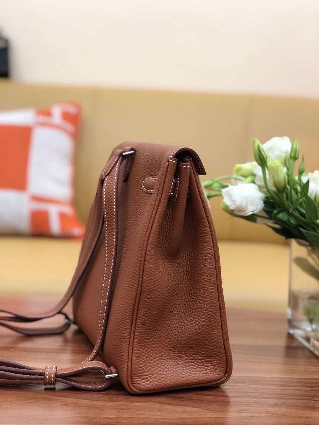 Hermes original handmade calfskin kelly ado backpack H025 brown