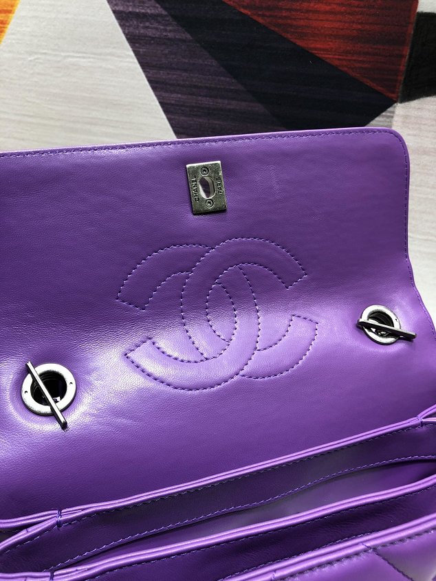 2020 CC original lambskin top handle flap bag A92236 purple