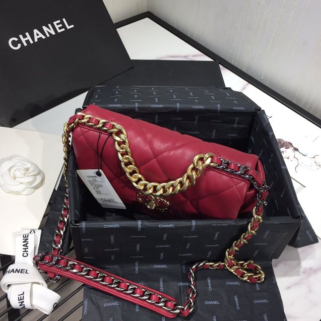 2020 CC original lambskin 19 flap bag AS1160 wine red