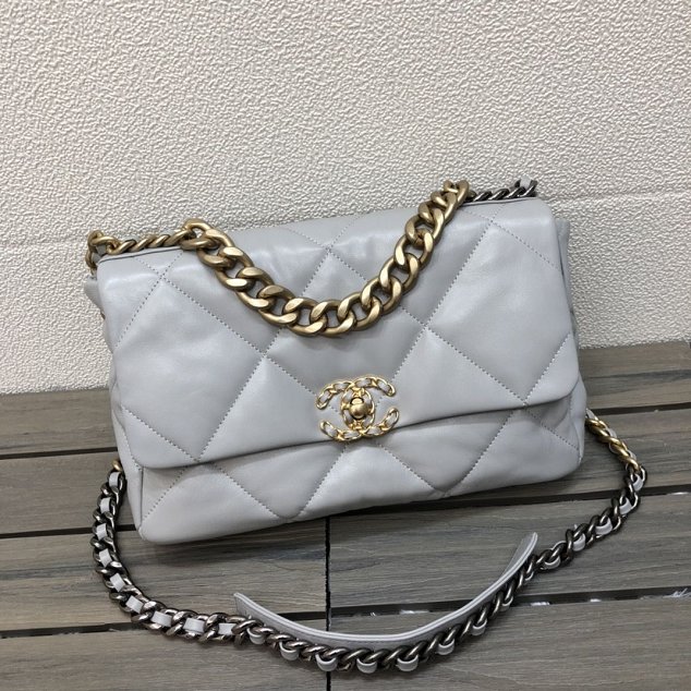 2020 CC original lambskin 19 large flap bag AS1161 grey