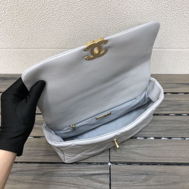 2020 CC original lambskin 19 large flap bag AS1161 grey