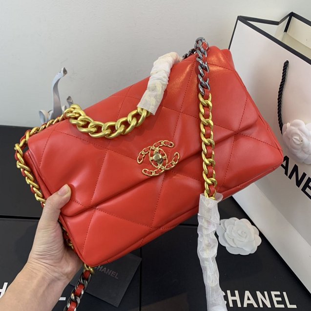 2020 CC original lambskin 19 large flap bag AS1161 red